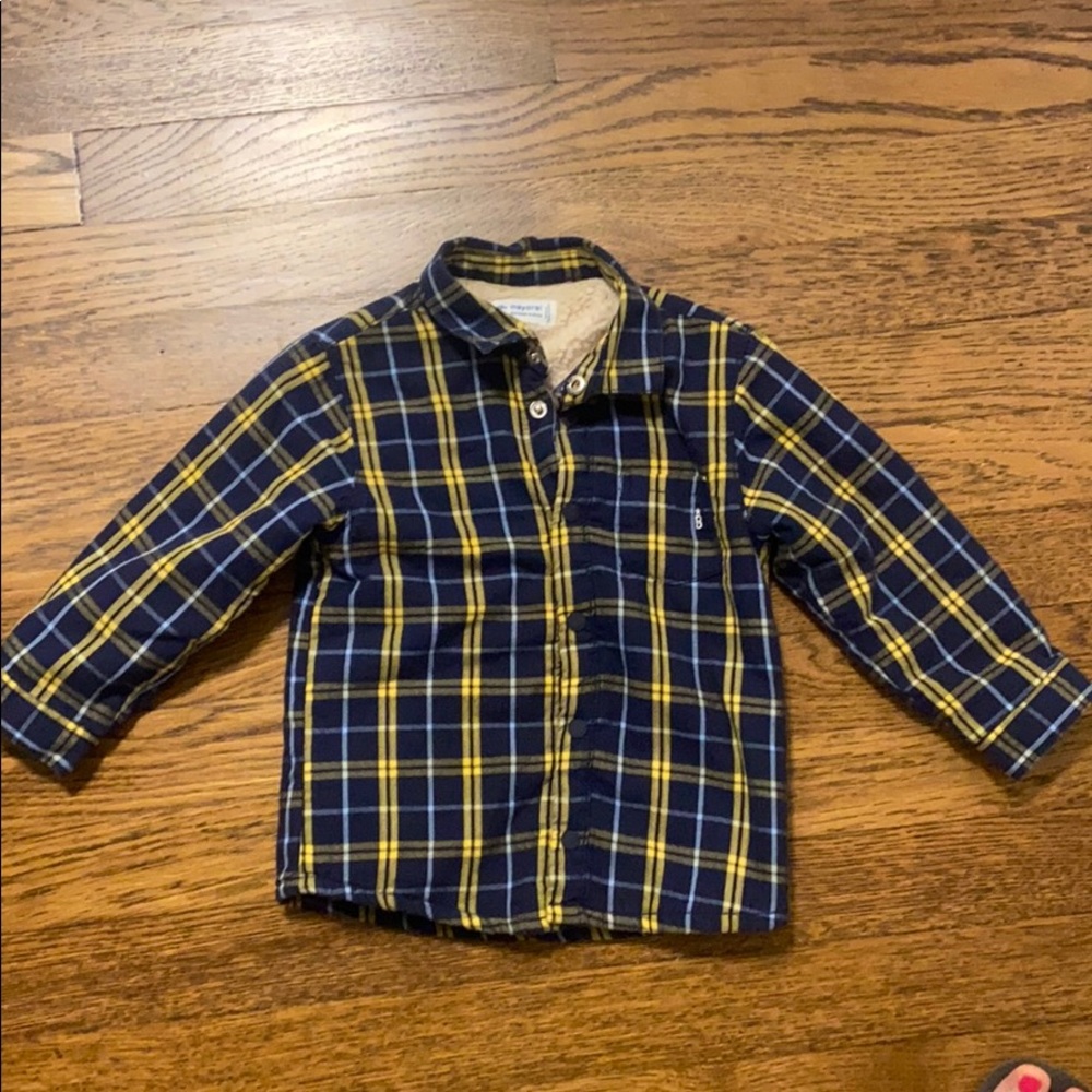 EUC Mayoral flannel Sherpa lined shirt 18 months